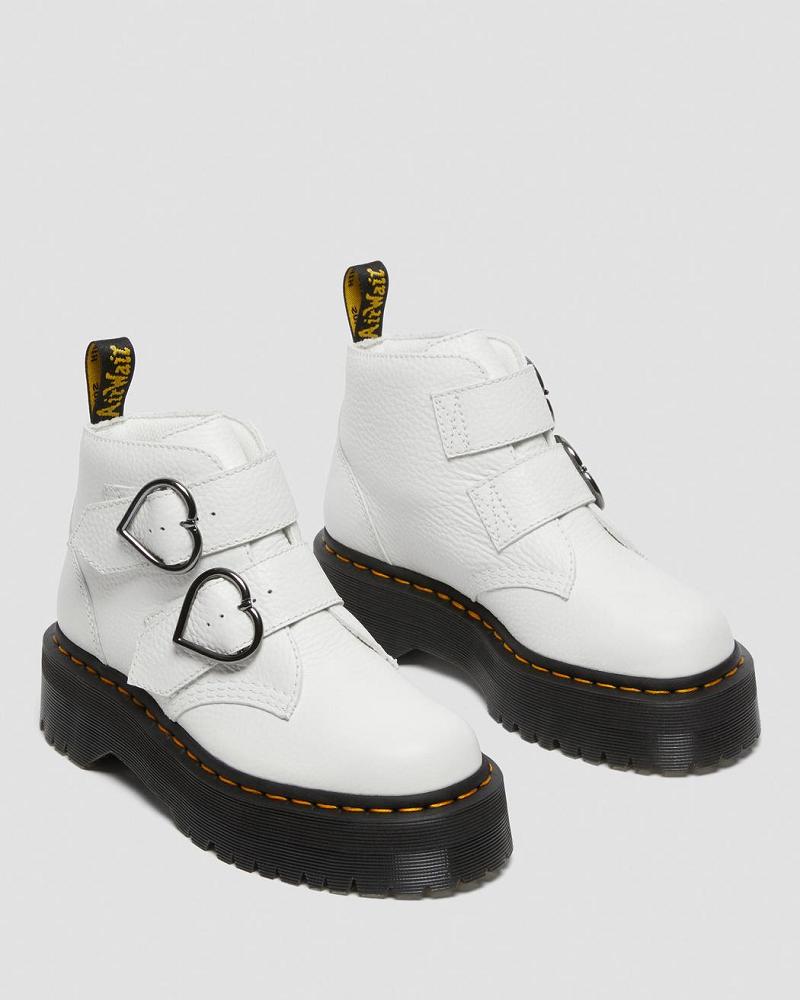 Botas Plataforma Dr Martens Devon Heart Cuero Mujer Blancos | MX 543HAP